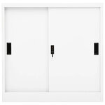 Armoire de bureau avec porte coulissante verrouillable 90 x 40 x 90 cm en acier blanc 02_0046810