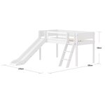 Flexa WHITE Lit mi-hauteur avec echelle inclinee et toboggan 90 x 200 cm Barriere a barreaux Blanc