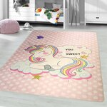 Tapis enfant LICORNE SWEET 80 x 150 cm - Rose