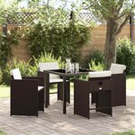 vidaXL Ensemble de salle à manger pour jardin 5 Pièces Marron polyrotin