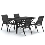 vidaXL Ensemble à manger de jardin 5 Pièces Noir