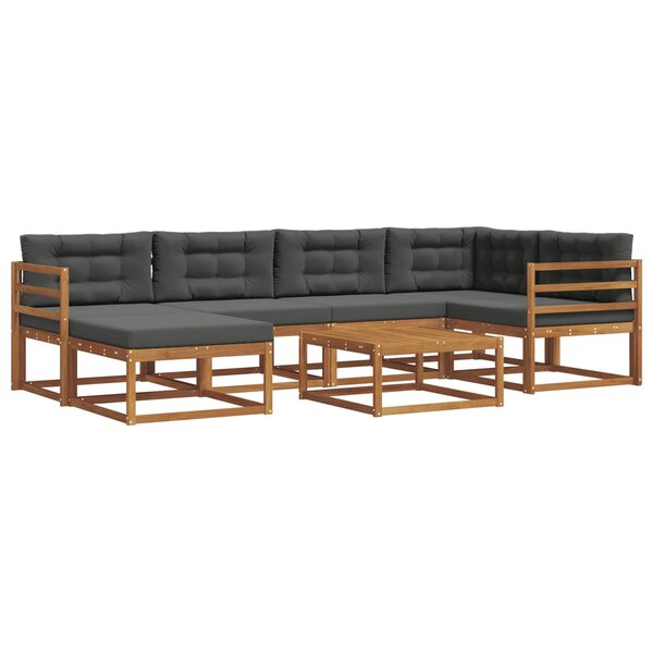 vidaXL Ensemble de canapés d'extérieur 7 Pièces Naturel et Anthracite