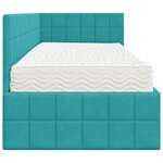 vidaXL Cadre de lit d'angle avec matelas 2 Pièces Turquoise Velours