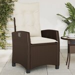 vidaXL Chaise inclinable de jardin avec coussins marron résine tressée