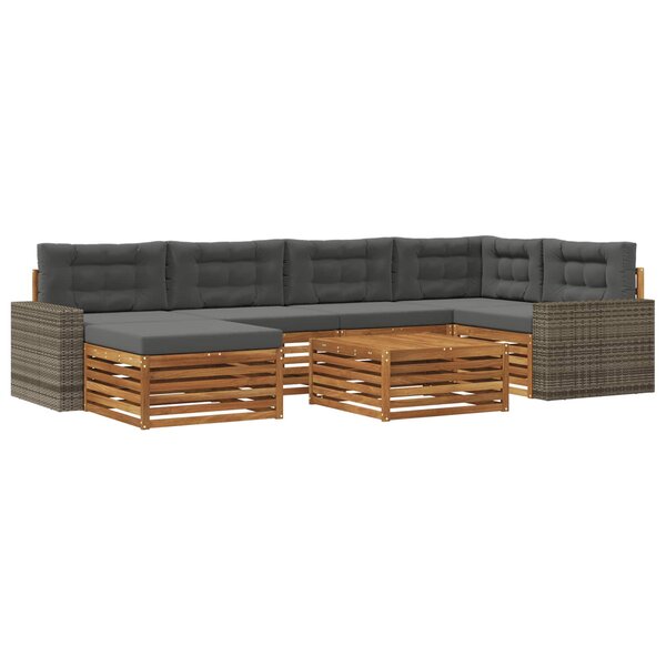 vidaXL Ensemble de canapés d'extérieur 7 pc Naturel et Anthracite