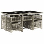 vidaXL Ensemble à manger de jardin 11Pièces avec coussins gris poly rotin