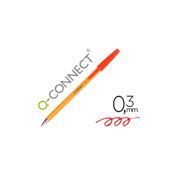 Stylo-bille Pointe Fine Encre Classique Bille Indéformable Rouge Q-CONNECT