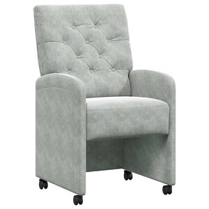 vidaXL Chaises de Salle à Manger avec Roues 2 pc Velours Gris clair