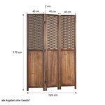 Paravent 3 pans en bois rotin marron