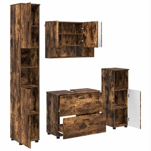 vidaXL Ensemble de mobilier de salle de bain 4 Pièces Chêne fumé