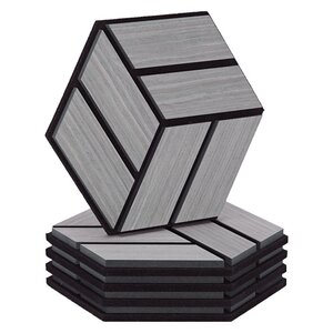 5 Panneaux muraux 30x26 hexagone gris bois