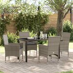 vidaXL Ensemble de salle à manger pour jardin 5 Pièces Gris Poly rotin