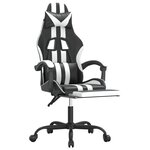 vidaXL Chaise de jeu avec repose-pied Noir et blanc Similicuir