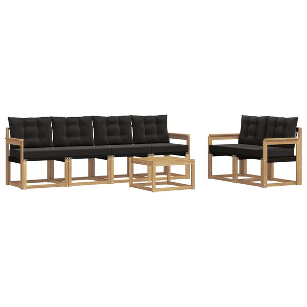 vidaXL Ensemble de canapés d'extérieur 7 Pièces Blanc et noir