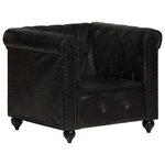 vidaXL Fauteuil Chesterfield Noir Cuir véritable