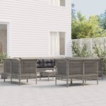 vidaXL Salon de jardin 11 Pièces avec coussins Gris Résine tressée
