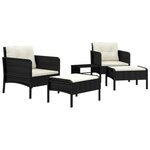 Salon de jardin meuble d'extérieur ensemble de mobilier 5 pièces avec coussins noir résine tressée 02_0016422