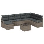 Ensemble de 8 pièces de Canapés de Jardin avec Coussins en Rattan Poly Noir