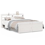 vidaXL Cadre de lit et tête de lit sans matelas blanc 135x190 cm