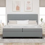vidaXL Lit à ressorts avec matelas Gris clair 200 x 200 cm tissu
