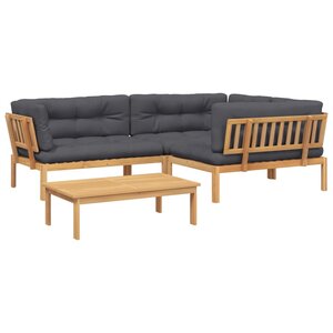 vidaXL Salon palette de jardin avec coussins 4Pièces bois d'acacia massif