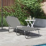 vidaXL Transat pliant portable gris en tissu Oxford 600D