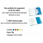 Cahier 96 pages seyès 90 g avec couverture polypropylène bleu 3 rabats  format 17 x 22 cm CONQUERANT