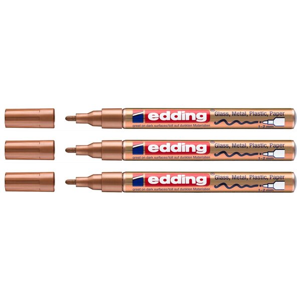 Marqueur Peinture Brillante 751 Cuivre Pointe Ronde 1-2 mm x 3 EDDING