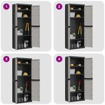 vidaXL Armoire de rangement d'extérieur gris et noir 65x37x165 cm PP