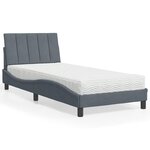vidaXL Lit avec matelas gris foncé 90x190 cm velours