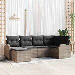 vidaXL Ensemble de canapé de jardin avec coussin 6 Pièces Gris Poly rotin