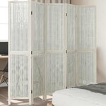 vidaXL Cloison de séparation 5 panneaux blanc bois de paulownia massif