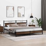 vidaXL Cadre de lit en métal sans matelas chêne marron 193x203 cm