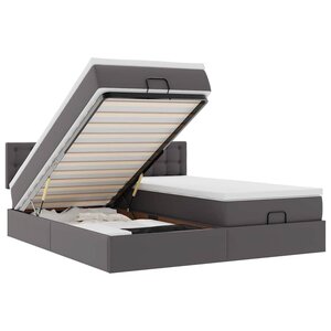 VidaXL Cadre de lit ottoman avec matelas gris 180x200 cm similicuir