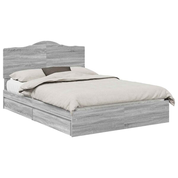 vidaXL Lit de Rangement Gris Sonoma 150 x 200 cm Bois d'ingénierie