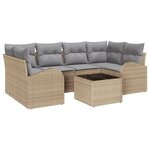 vidaXL Ensemble de salon de jardin 7 pièces avec coussins beige en poly rotin.