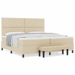 vidaXL Lit à ressorts avec matelas Crème 200 x 200 cm tissu