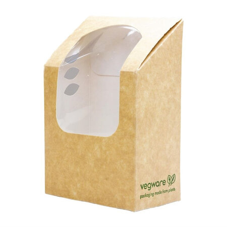 Emballage alimentaire professionnel compostable à wrap et tortilla kraft avec fenêtre pla - lot de 500 - vegware -  - carton/pla x