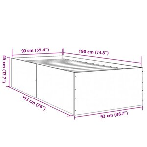 vidaXL Cadre de lit sans matelas chêne fumé 90x190 cm
