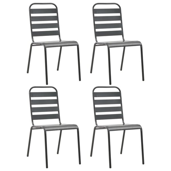 vidaXL Chaises d'extérieur lot de 4 Design à lattes Acier Gris foncé