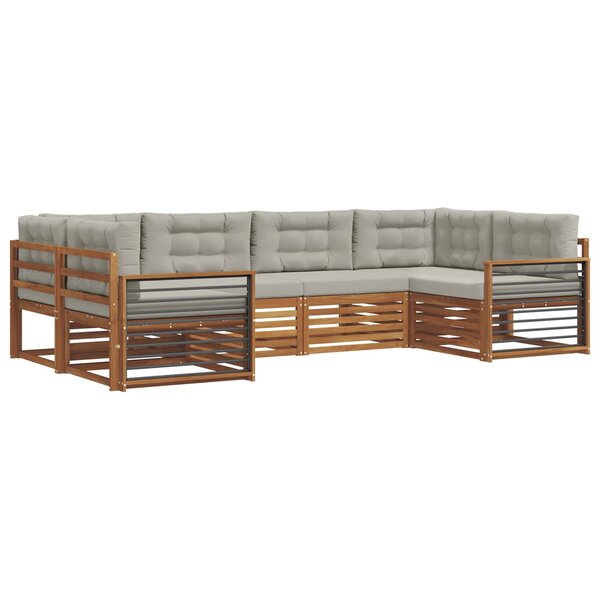vidaXL Ensemble de canapés d'extérieur 6 pc Gris Naturel et Clair