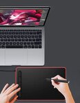 Ovegna W9: Tablette Graphique numérique, Micro USB, Stylet, 10 Pouces, pour Smartphone Android et PC,MacOS et Windows (Rouge)