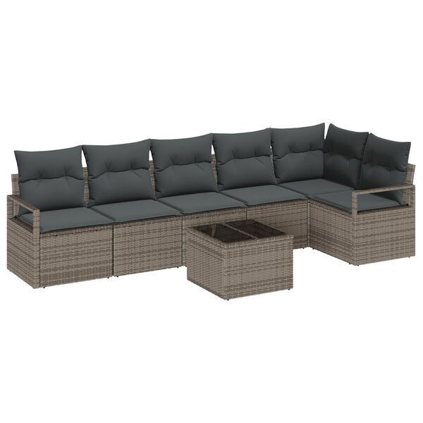 vidaXL Ensemble de Canapé de Jardin 6 Pièces avec Coussins Noirs en Poly Rattan
