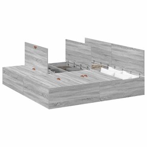 vidaXL Cadre de lit avec rangement Gris Sonoma 200 x 200 cm