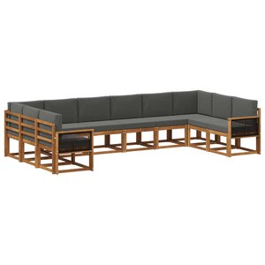 vidaXL Ensemble de canapés d'extérieur 10 Pièces Naturel et Anthracite