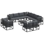vidaXL Ensemble de canapé de jardin 12 Pièces Noir 70 x 70 x 32 cm