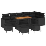 vidaXL Ensemble de canapé de jardin 10 Pièces Noir polyrotin