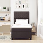 vidaXL Lit à ressorts avec matelas et LED marron foncé 90x200 cm en tissu