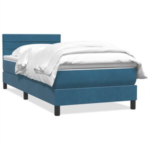 vidaXL Sommier à lattes de lit et matelas bleu foncé 80x210 cm velours