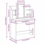 vidaXL Table de Toilette Chêne noir 96 x 40 x 142 cm Bois d'ingénierie